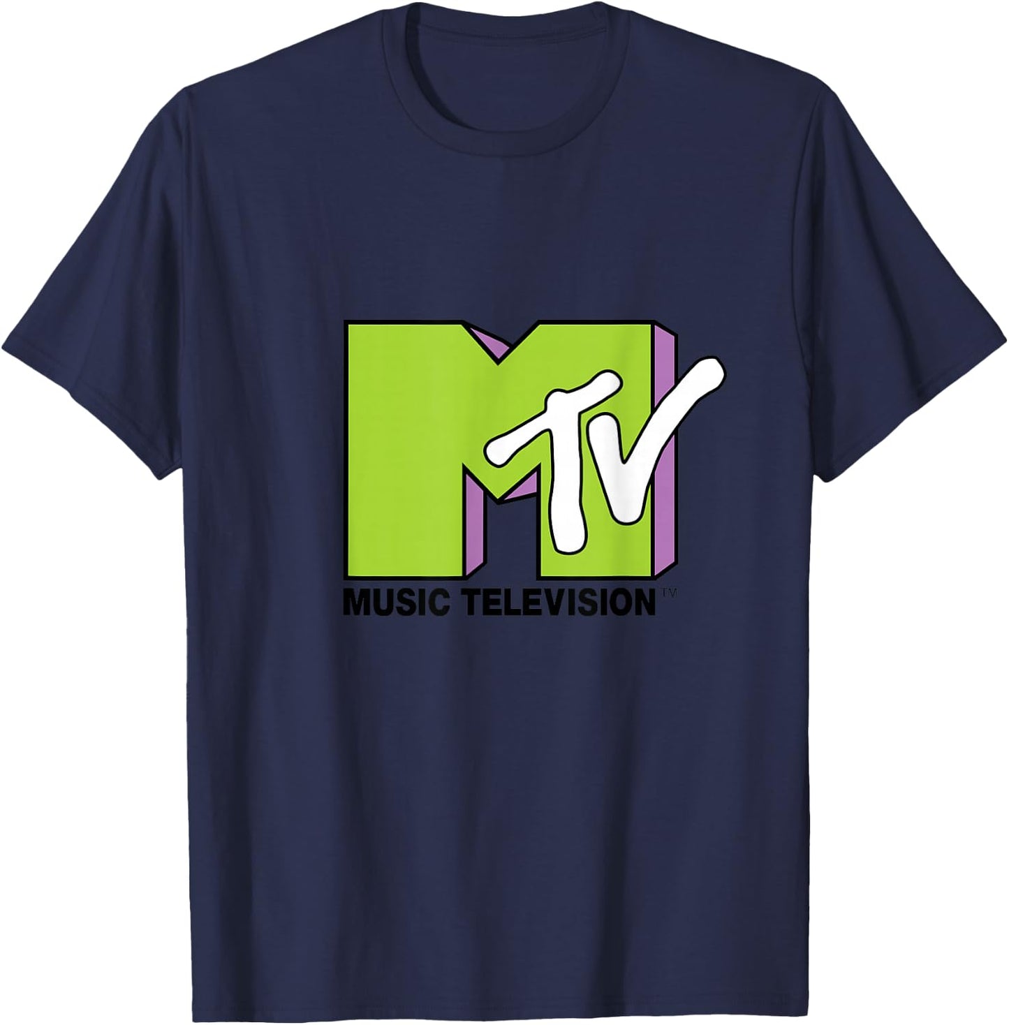 Lime Green and Purple MTV Logo Fill Treatment Small T-Shirt - T-Shirt | Navy