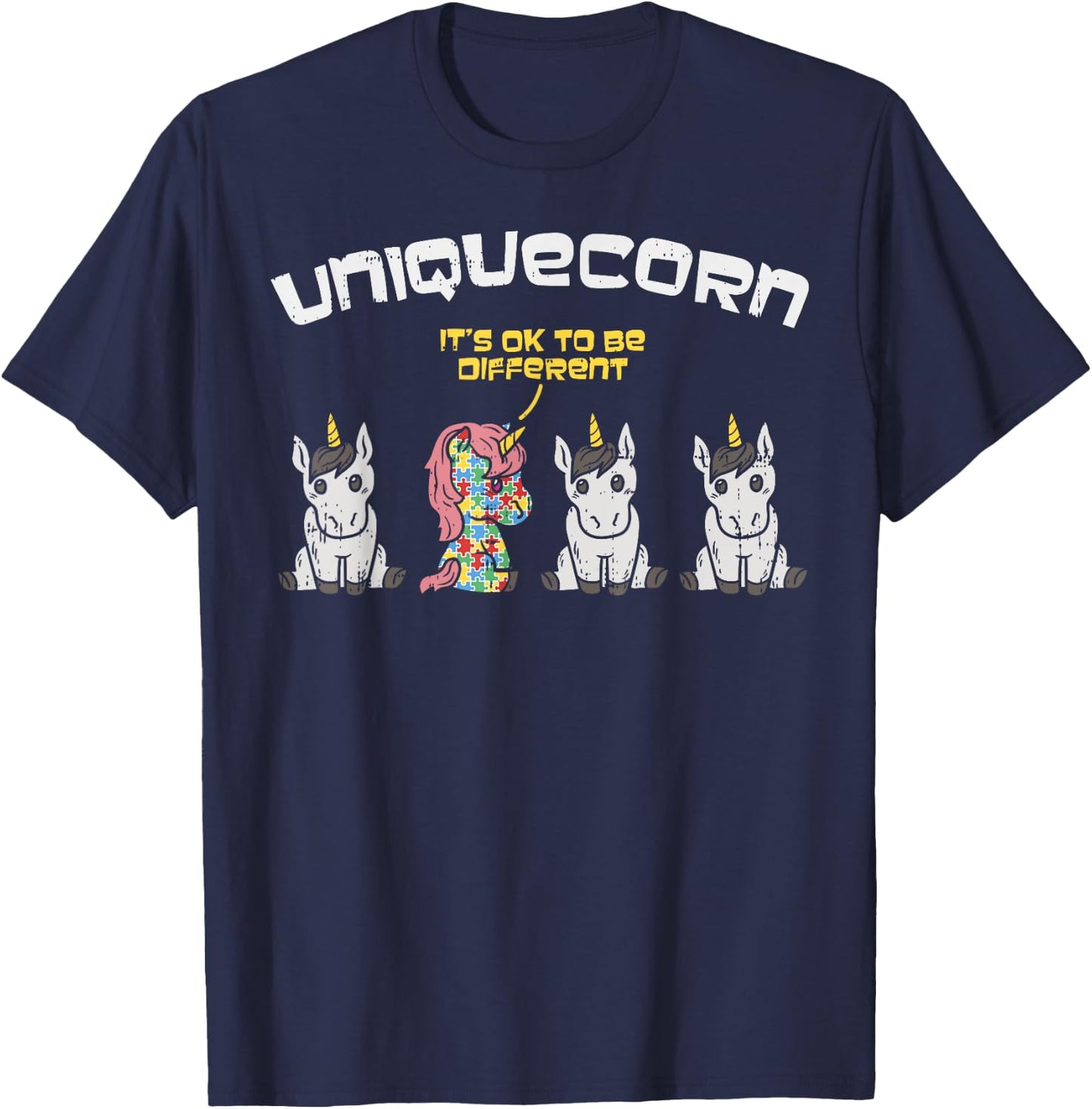 Autism Awareness Shirt Unicorn Autistic Girls Uniquecorn T-Shirt - T-Shirt | Navy