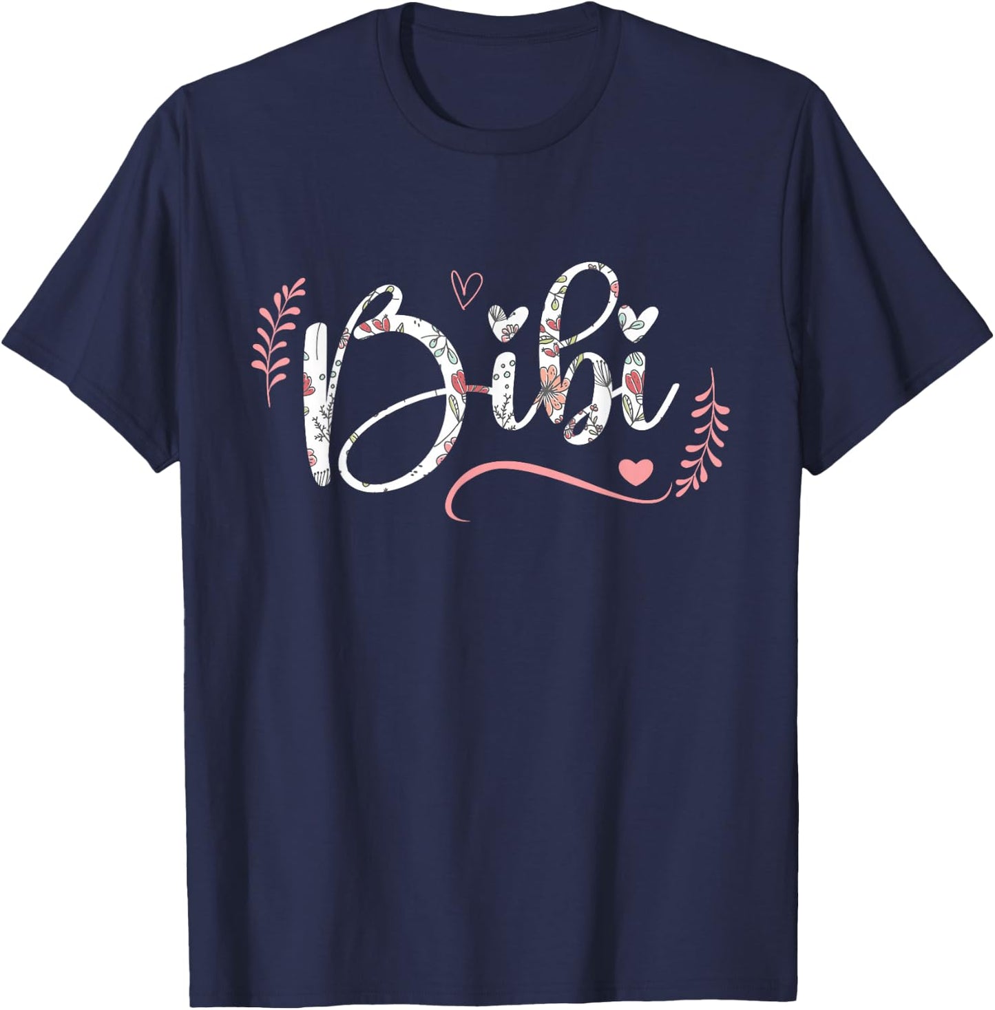 Bibi Floral Grandma Christmas Mother's Day Grandparents T-Shirt - T-Shirt | Navy
