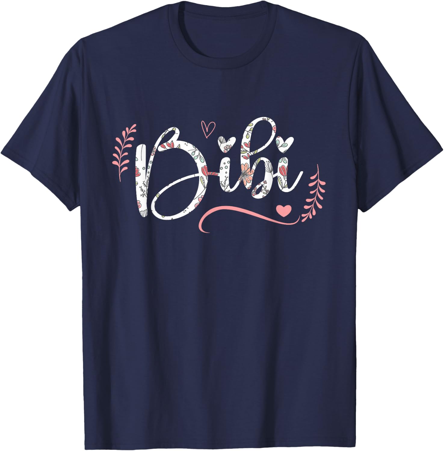Bibi Floral Grandma Christmas Mother's Day Grandparents T-Shirt - T-Shirt | Navy