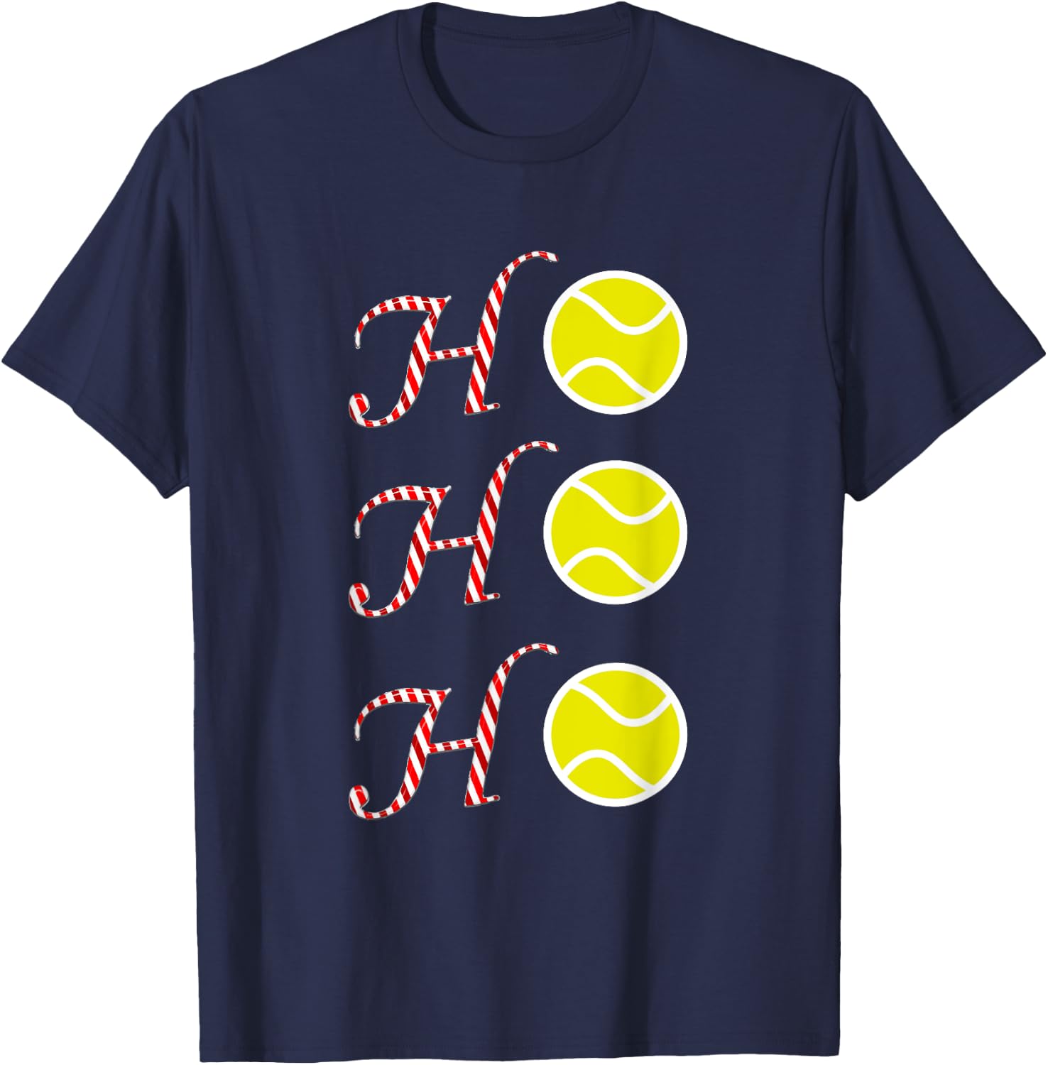 Tennis Christmas T shirt -Sports Ho Ho Ho Holiday Tennis T-Shirt - T-Shirt | Navy