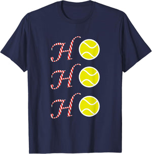 Tennis Christmas T shirt -Sports Ho Ho Ho Holiday Tennis T-Shirt - T-Shirt | Navy