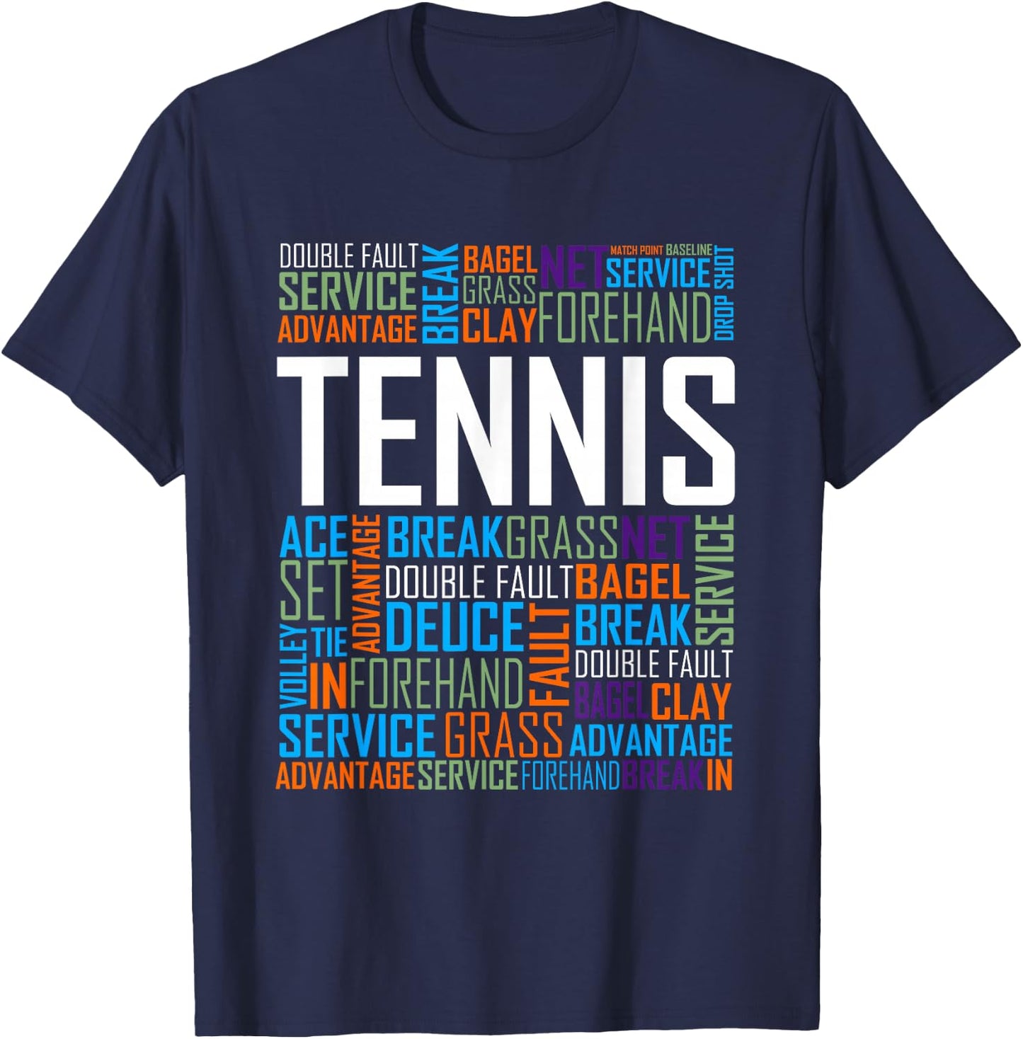 Tennis Lover Words T Shirt Gift Players and Coaches T-Shirt - T-Shirt | Navy