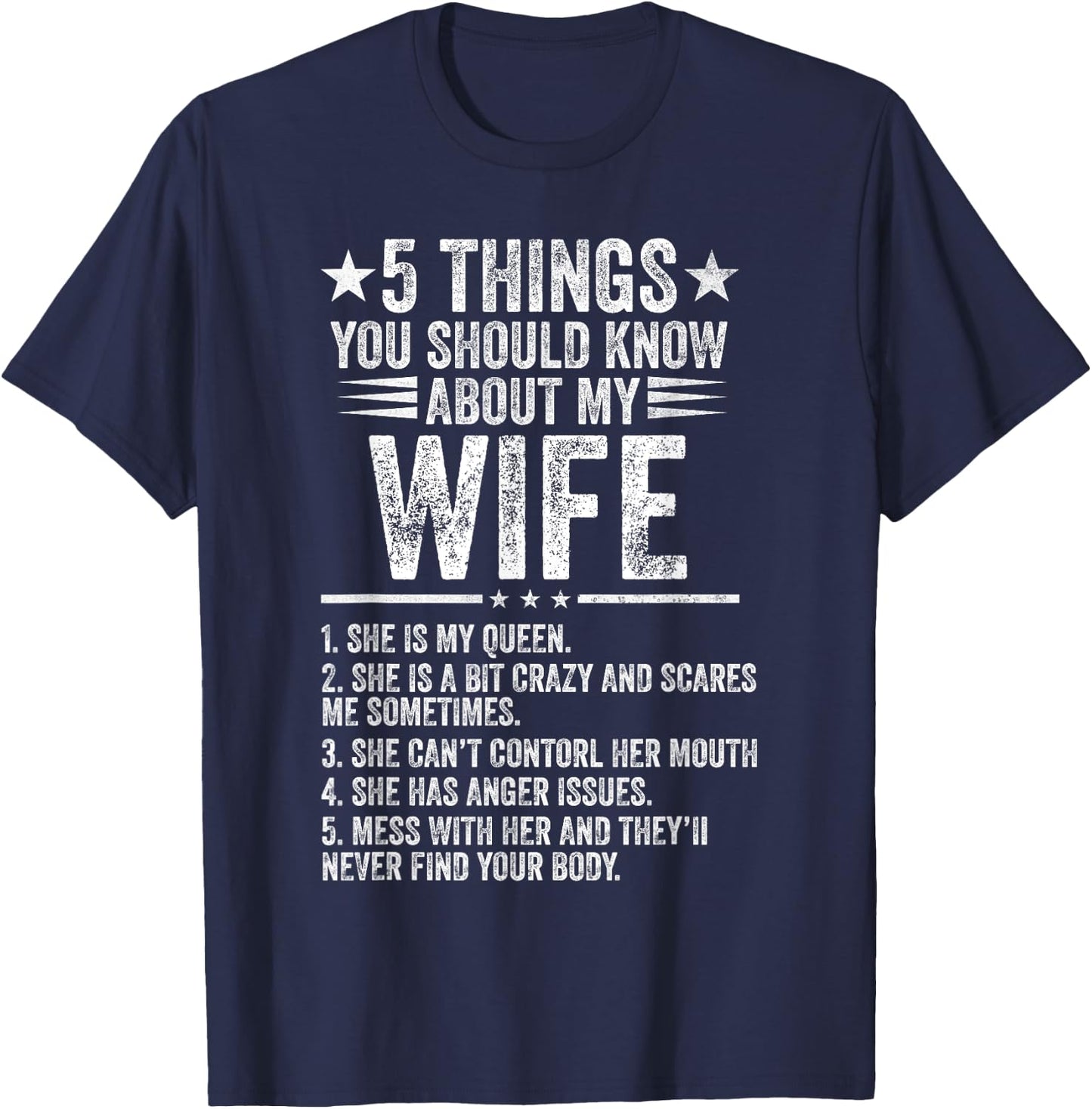 5 Things You Should Know About My Wife Husband T-Shirt - T-Shirt | Navy