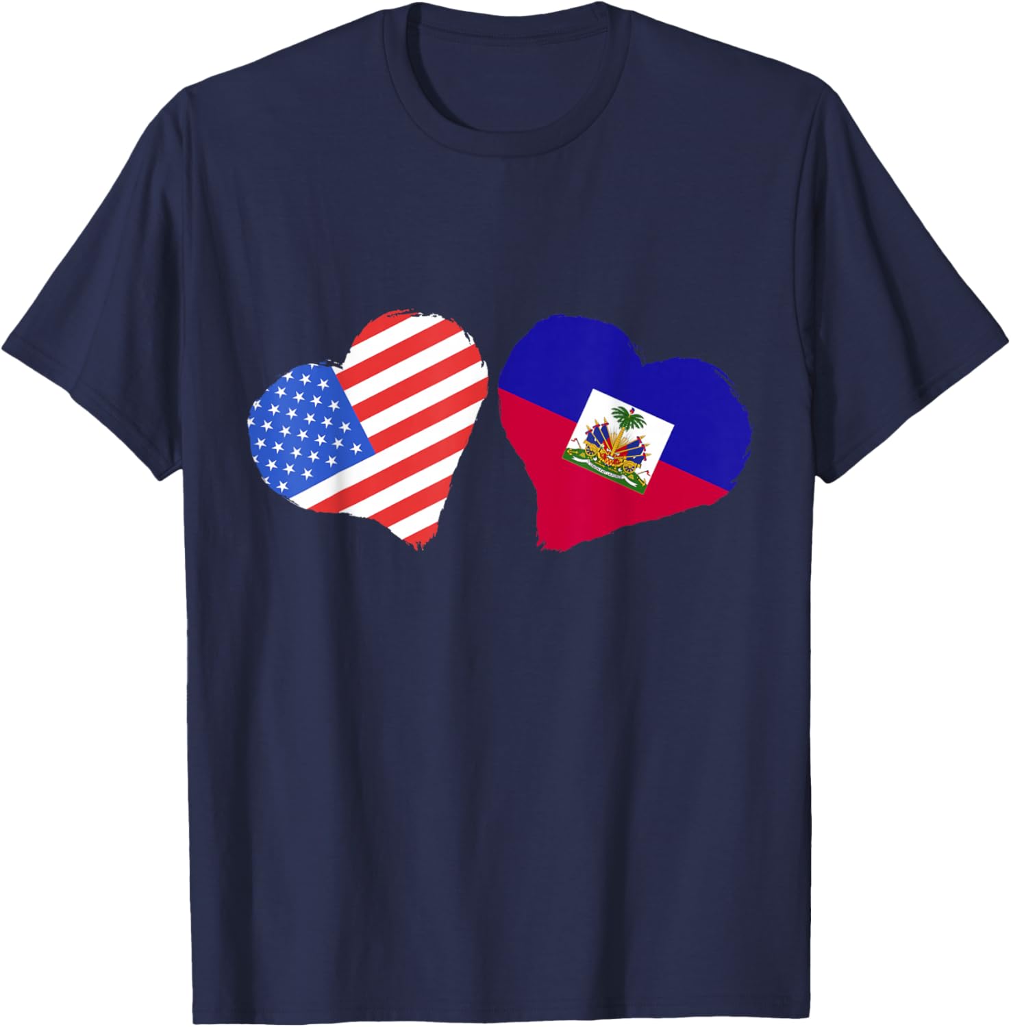 Haiti Flag USA America Haitian Roots Heart Haitian Pride T-Shirt - T-Shirt | Navy