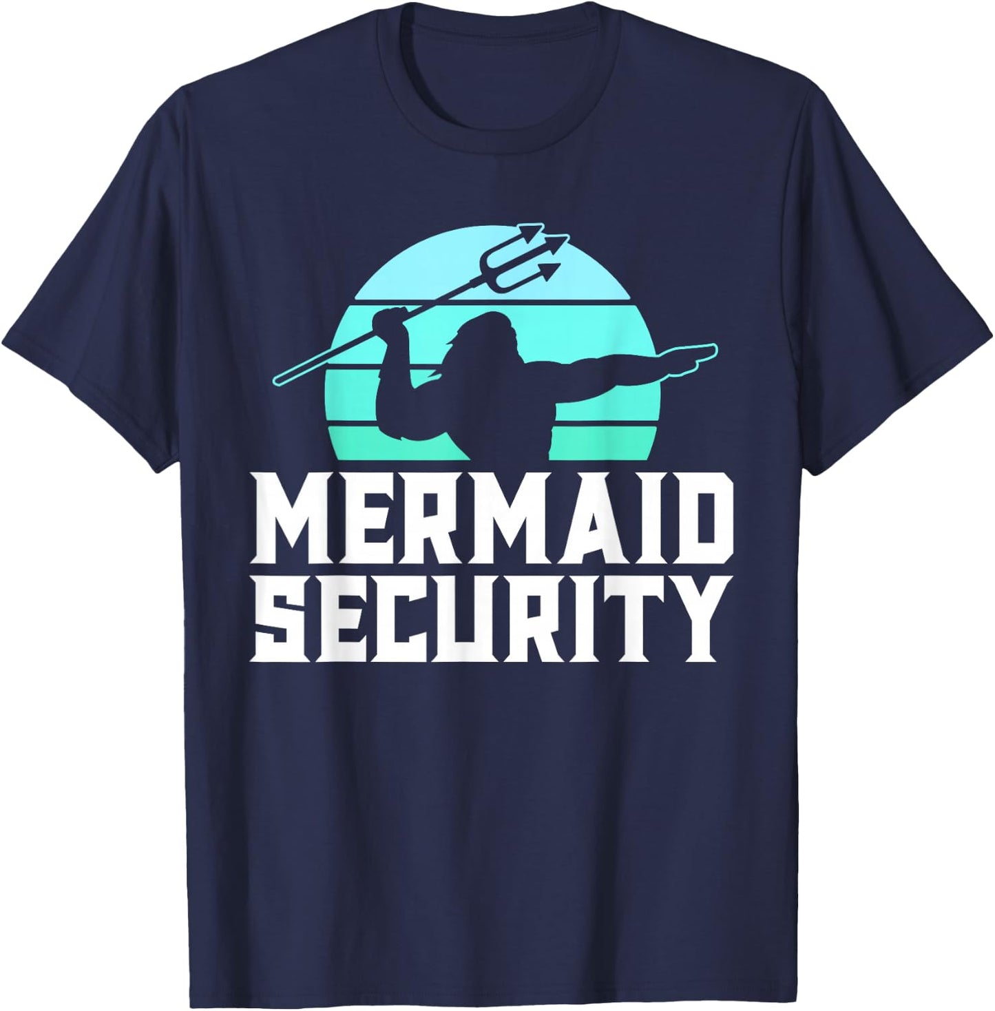 Mermaid Security Vintage Water Polo Shirts Men Swim Gift T-Shirt - T-Shirt | Navy