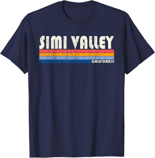 Vintage 70s 80s Style Simi Valley CA T-Shirt - T-Shirt | Navy