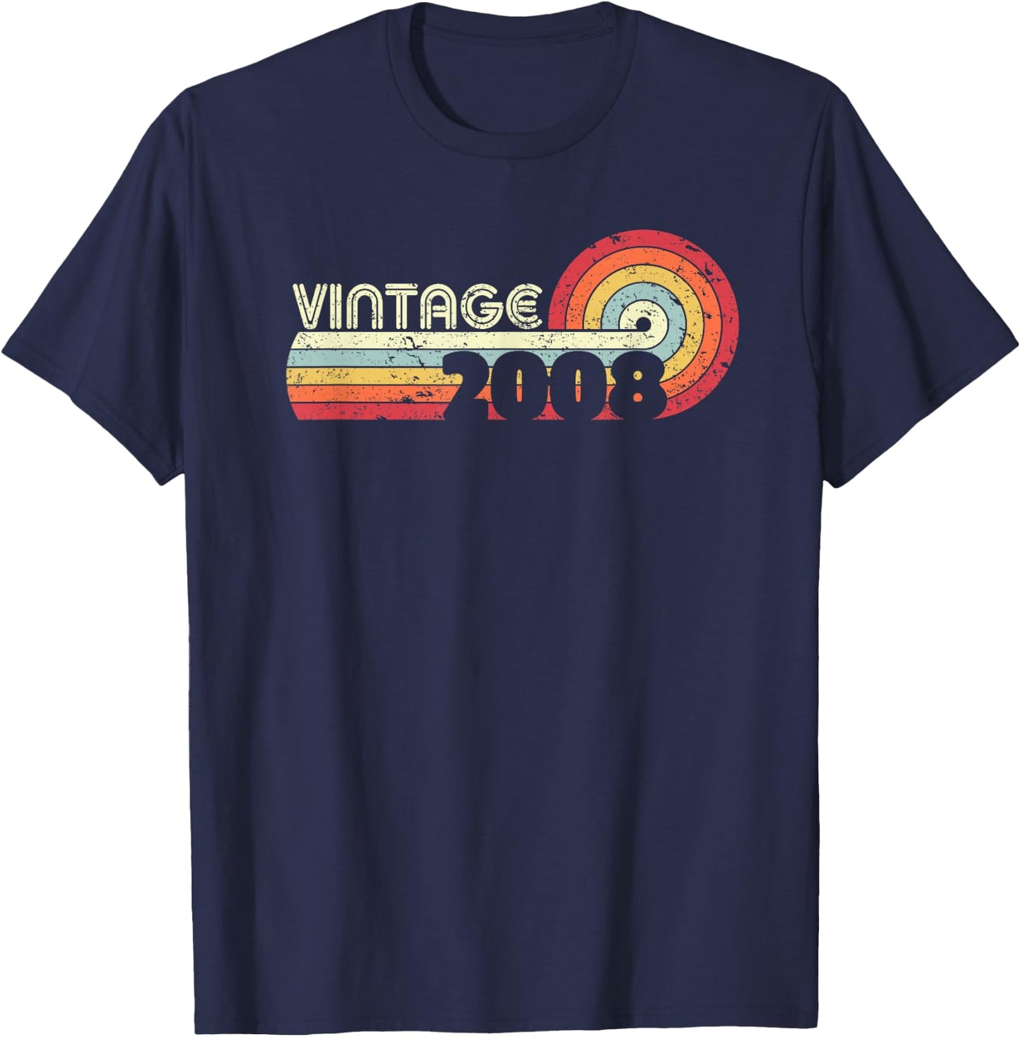 2008 Vintage Shirt, Birthday Gift . Retro Style T-Shirt - T-Shirt | Navy