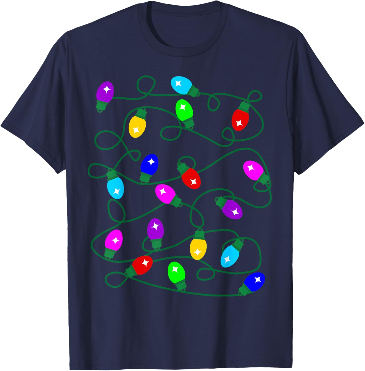 My Favorite Color is Christmas Lights Funny Pajama Xmas T-Shirt - T-Shirt | Navy