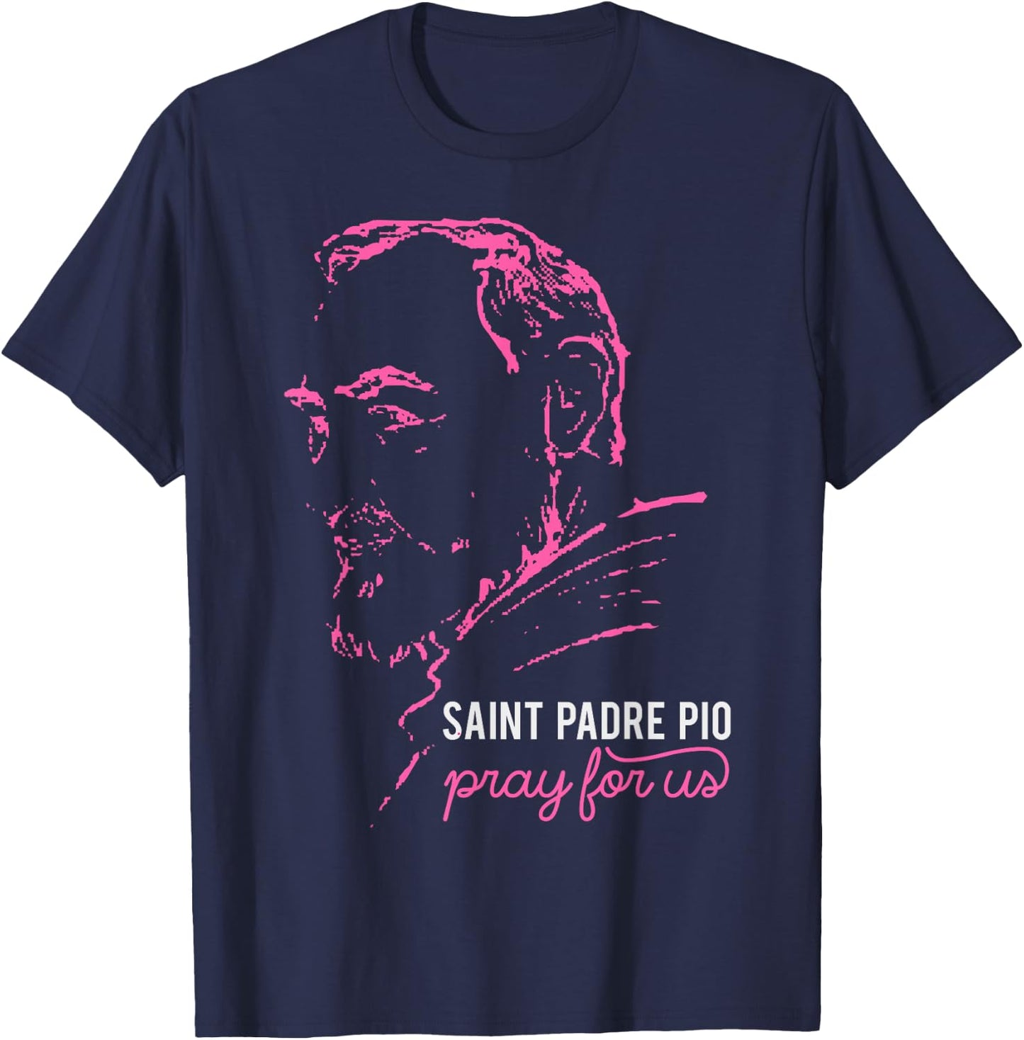 Religious Catholic St Padre Pio Of Pietrelcina T-Shirt - T-Shirt | Navy
