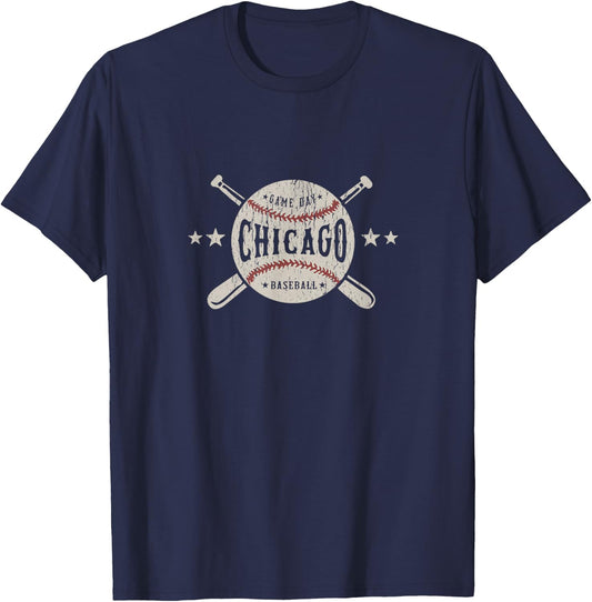 Chicago Illinois IL Vintage Baseball T-Shirt - T-Shirt | Navy