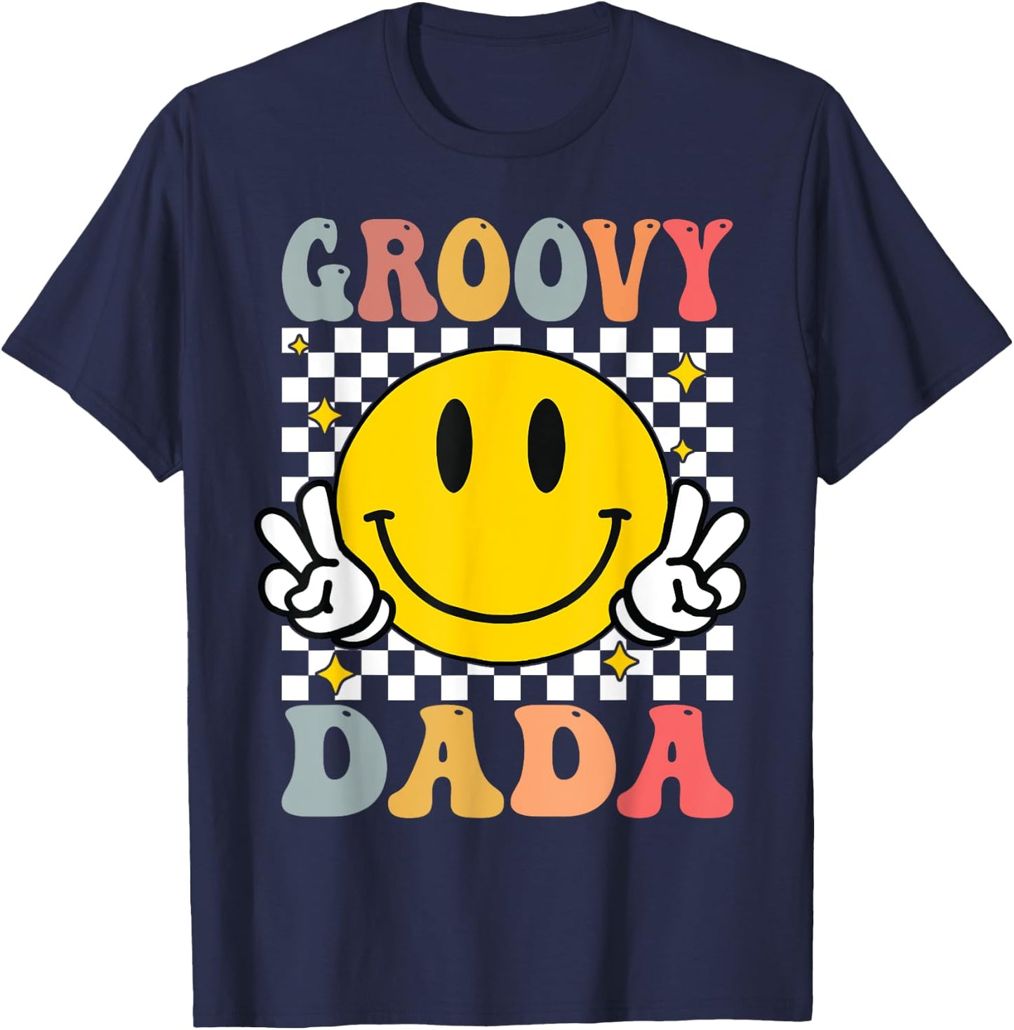 Groovy Dada Retro Dad Matching Family 1st Birthday Party T-Shirt - T-Shirt | Navy