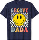 Groovy Dada Retro Dad Matching Family 1st Birthday Party T-Shirt - T-Shirt | Navy