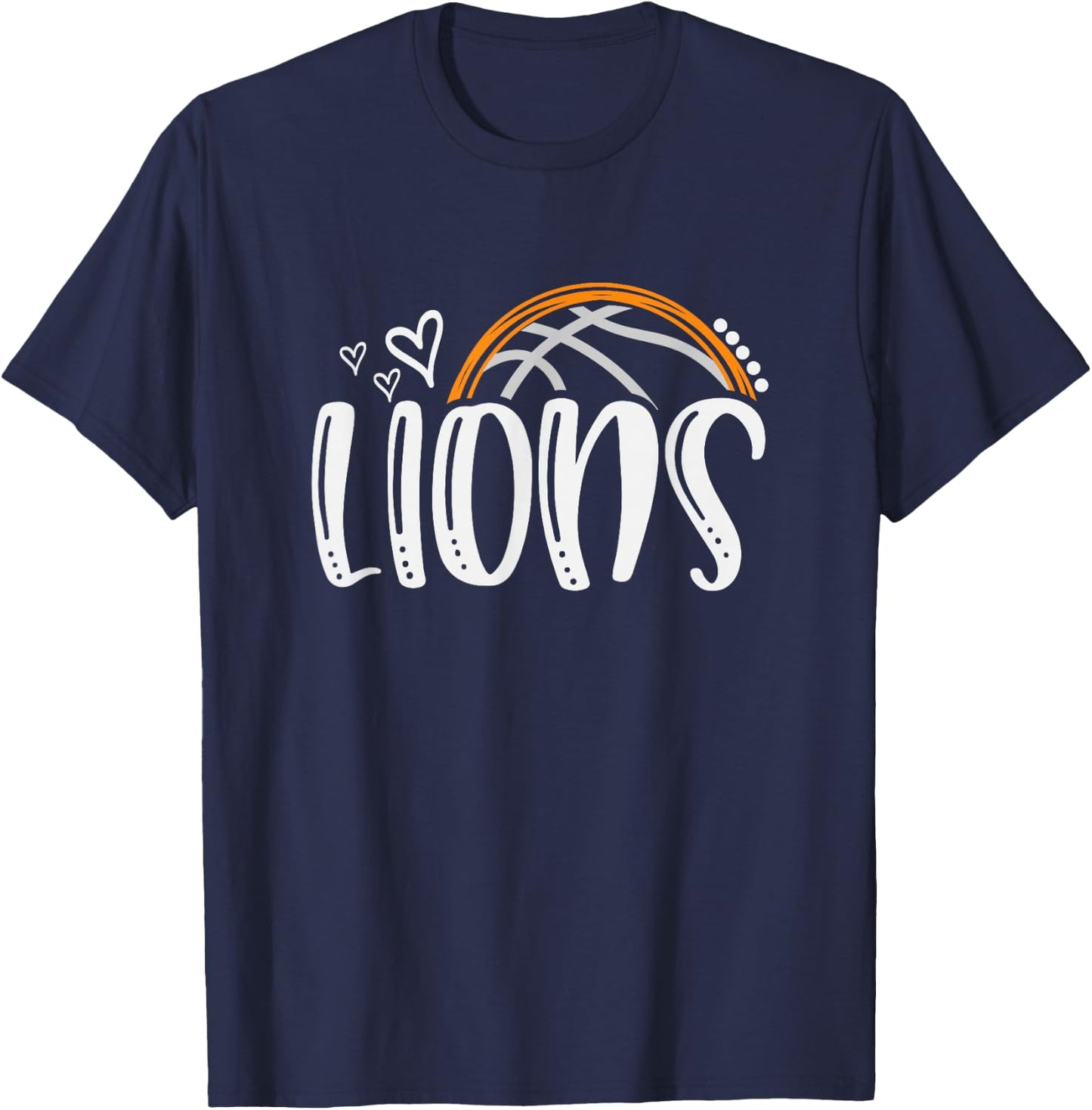 Basketball Lions School Sports Fan Team Spirit T-Shirt - T-Shirt | Navy