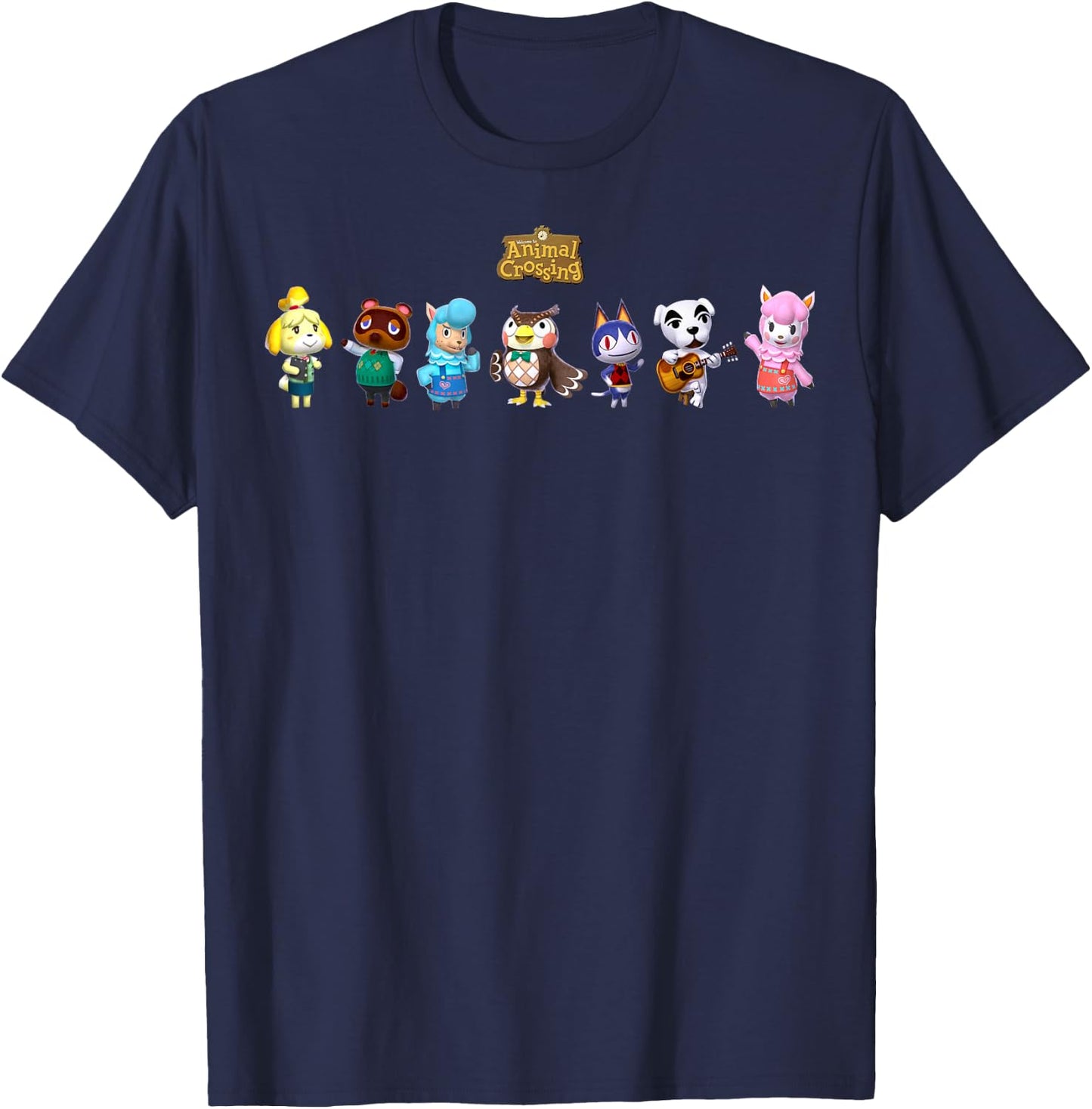 Animal Crossing Character Lineup Small T-Shirt - T-Shirt | Navy