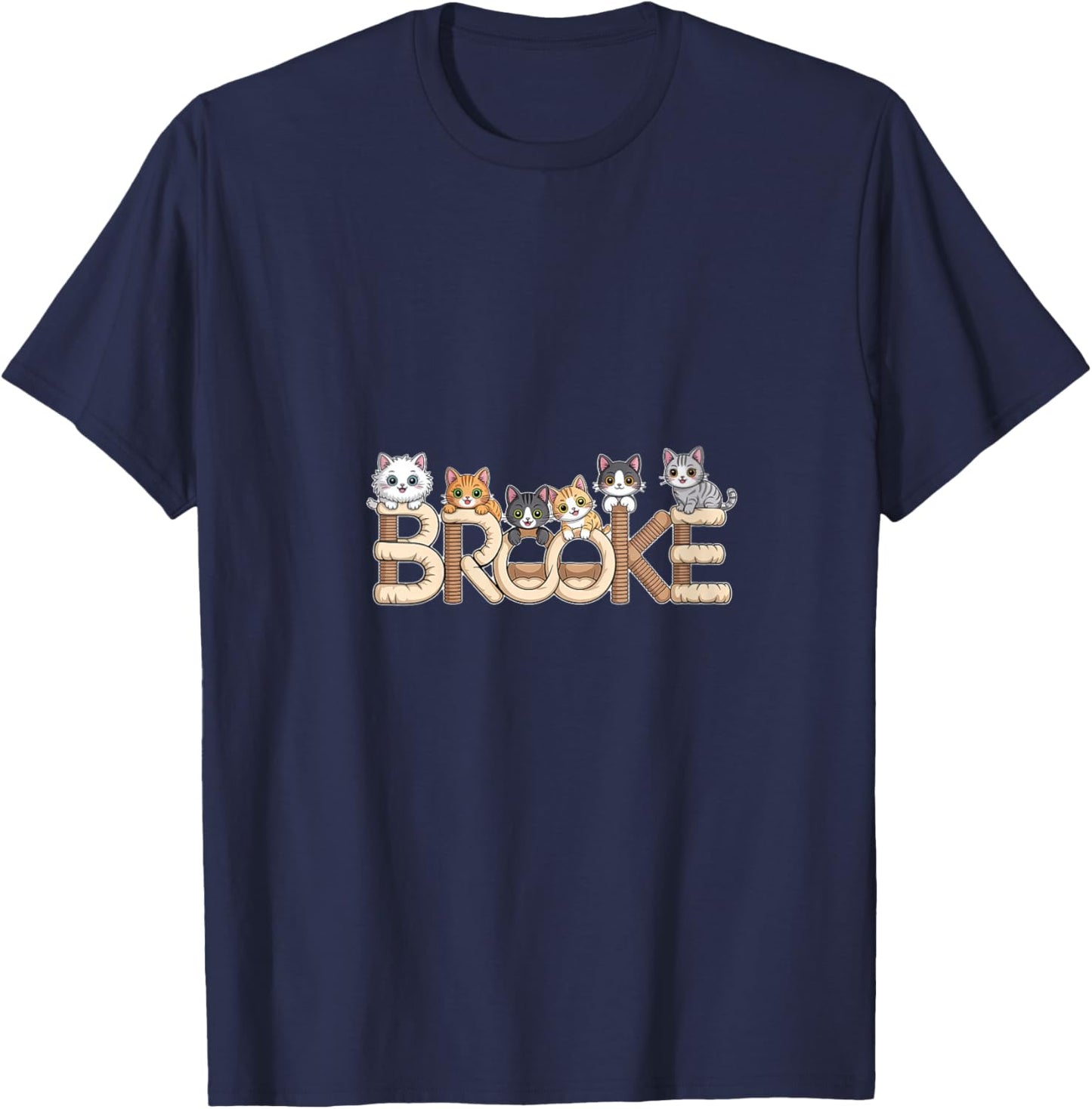 Brooke Cat Trees - Personalized Cute Name Word Art V-Neck T-Shirt - T-Shirt | Navy