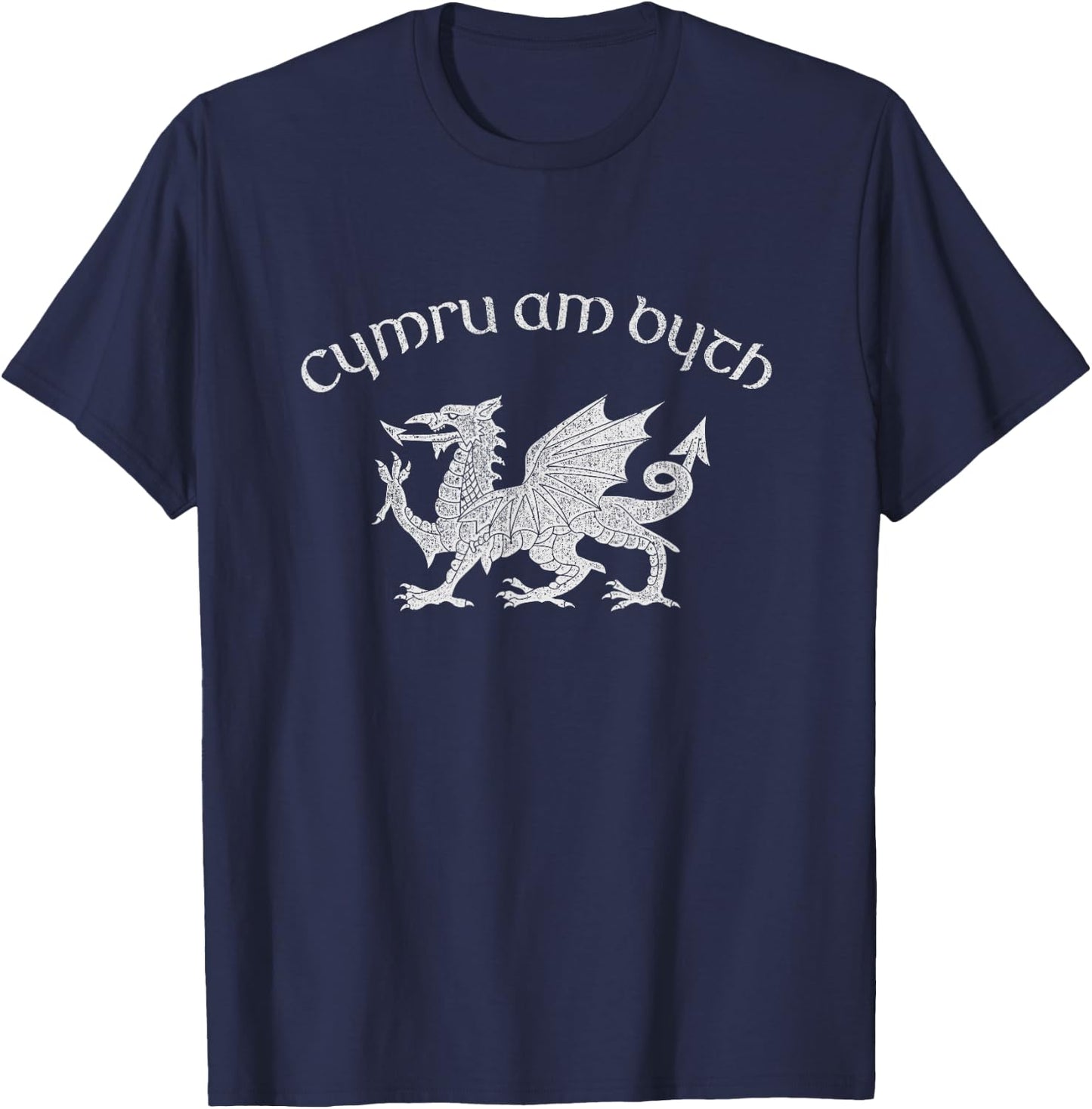 Wales, Red Welsh Dragon, Cymru Am Byth - Welsh Pride T-Shirt - T-Shirt | Navy