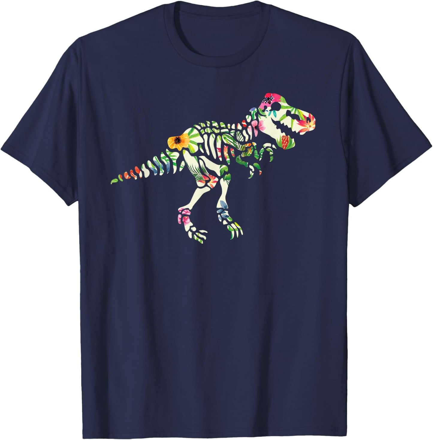 Tropical Hawaiian Floral T-Rex, Design Gift Dino lovers T-Shirt - T-Shirt | Navy