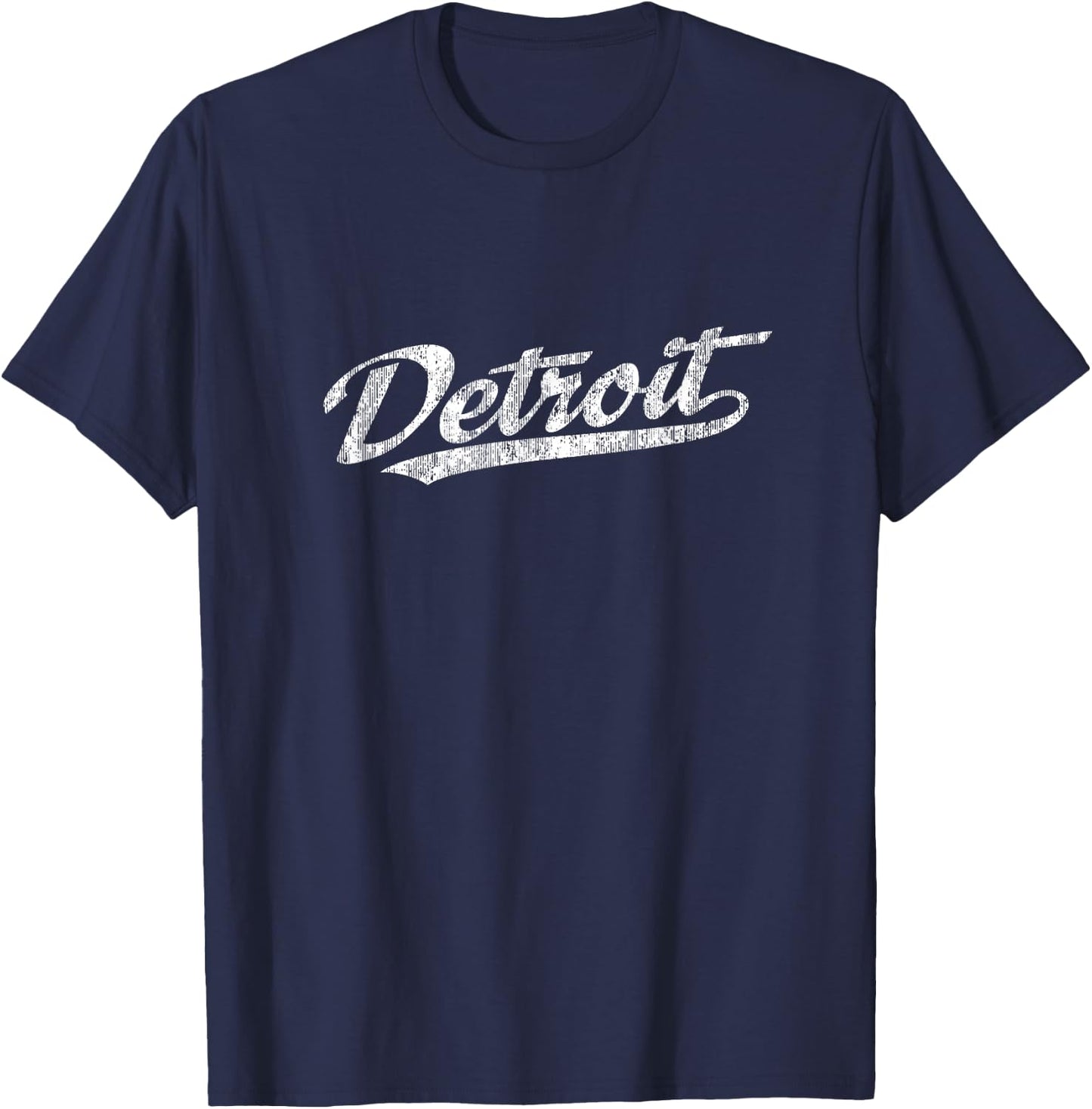 Detroit Michigan MI Vintage Sports Script Retro Gift T-Shirt - T-Shirt | Navy