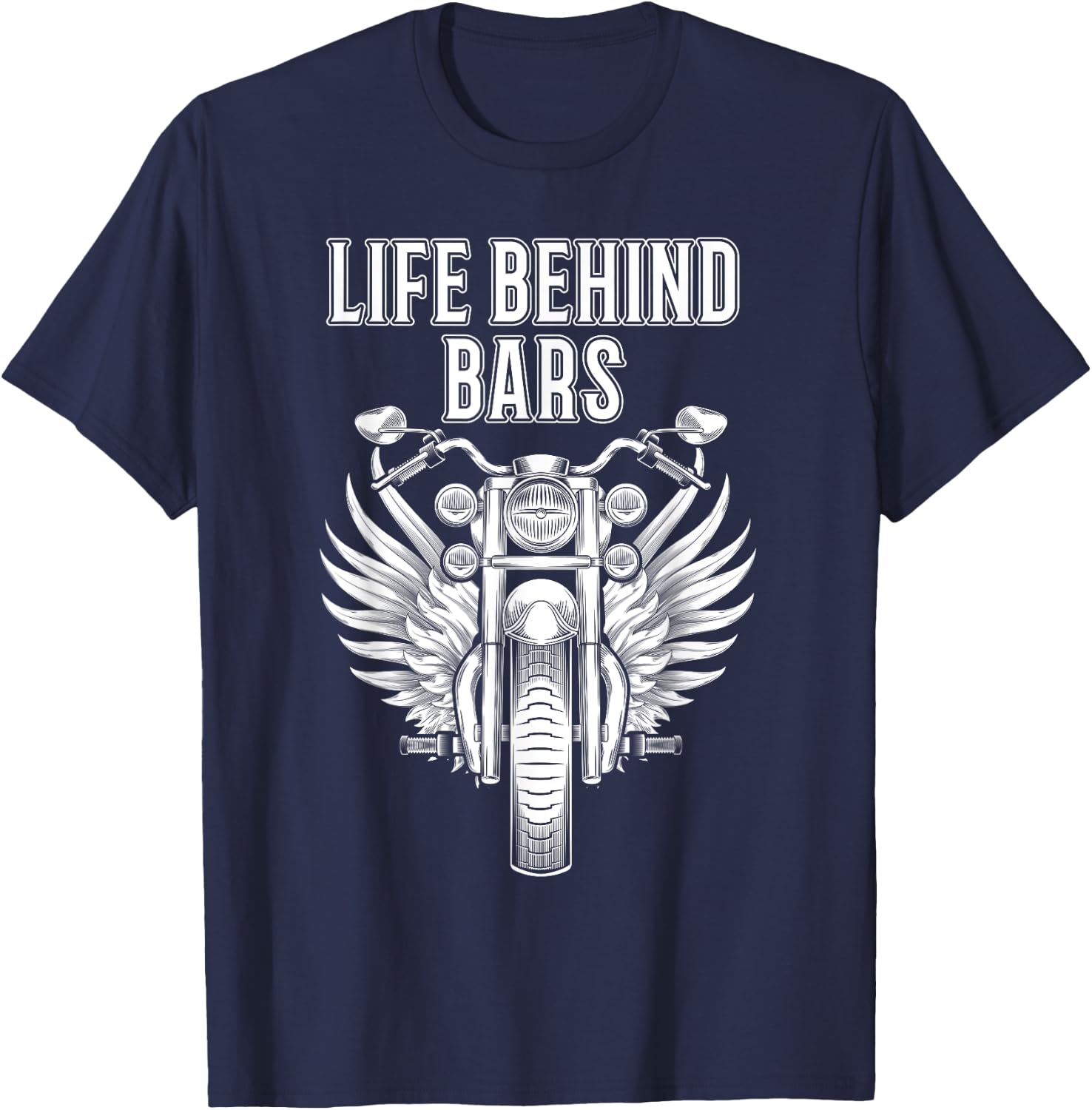 Motorcycle Shirts Funny Life Behind Bars Biker Men Dad T-Shirt - T-Shirt | Navy