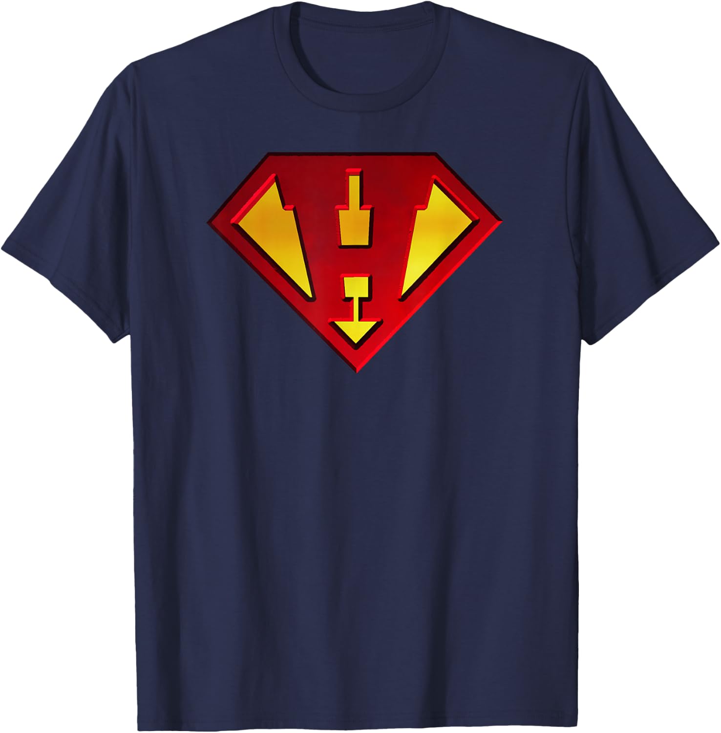 Funny Super Hero Shield Letter H name Gift Shirt T-Shirt - T-Shirt | Navy