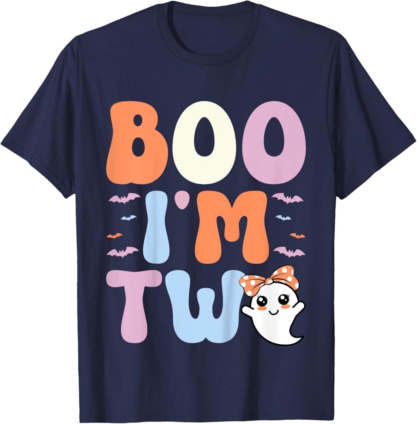 Boo I'm Two Ghost 2 Years Old 2nd Birthday Kids Halloween T-Shirt - T-Shirt | Navy