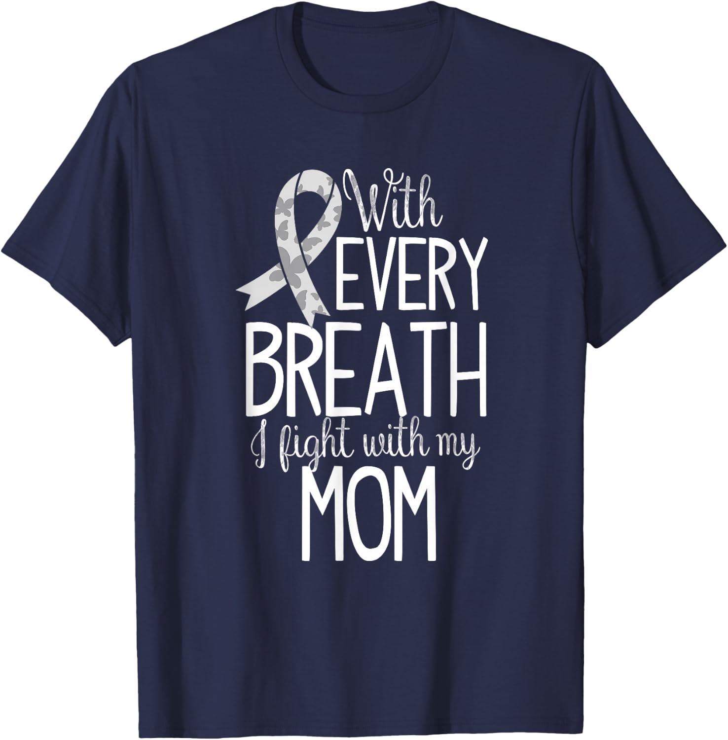 Mom Lung Cancer Awareness T Shirt Women Men Kids T-Shirt - T-Shirt | Navy