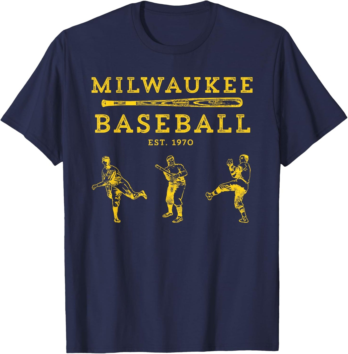 Classic Milwaukee Baseball Fan Retro T-Shirt - T-Shirt | Navy