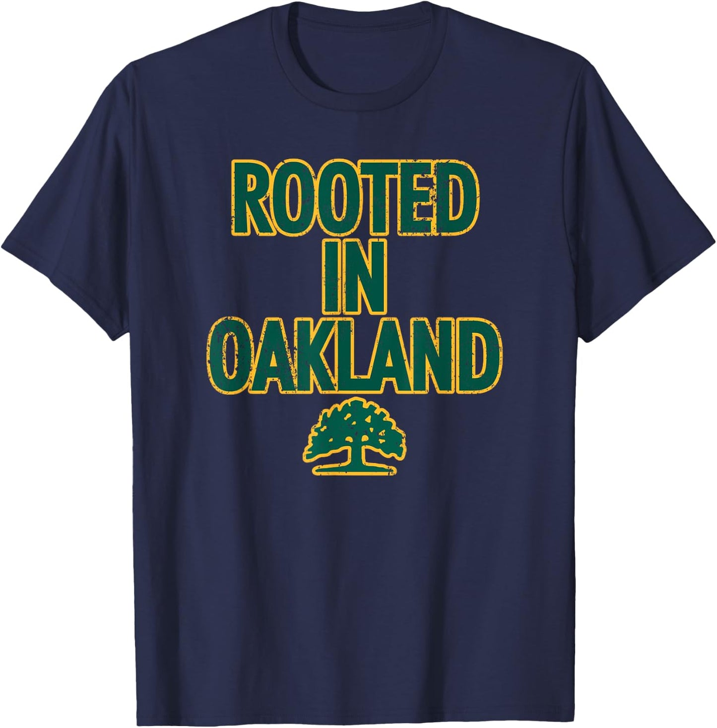 1852 OAK Oakland Tree - Adults, Kids - Black - Short Sleeve - - Classic Fit - Polyester - Machine Wash T-Shirt - T-Shirt | Navy