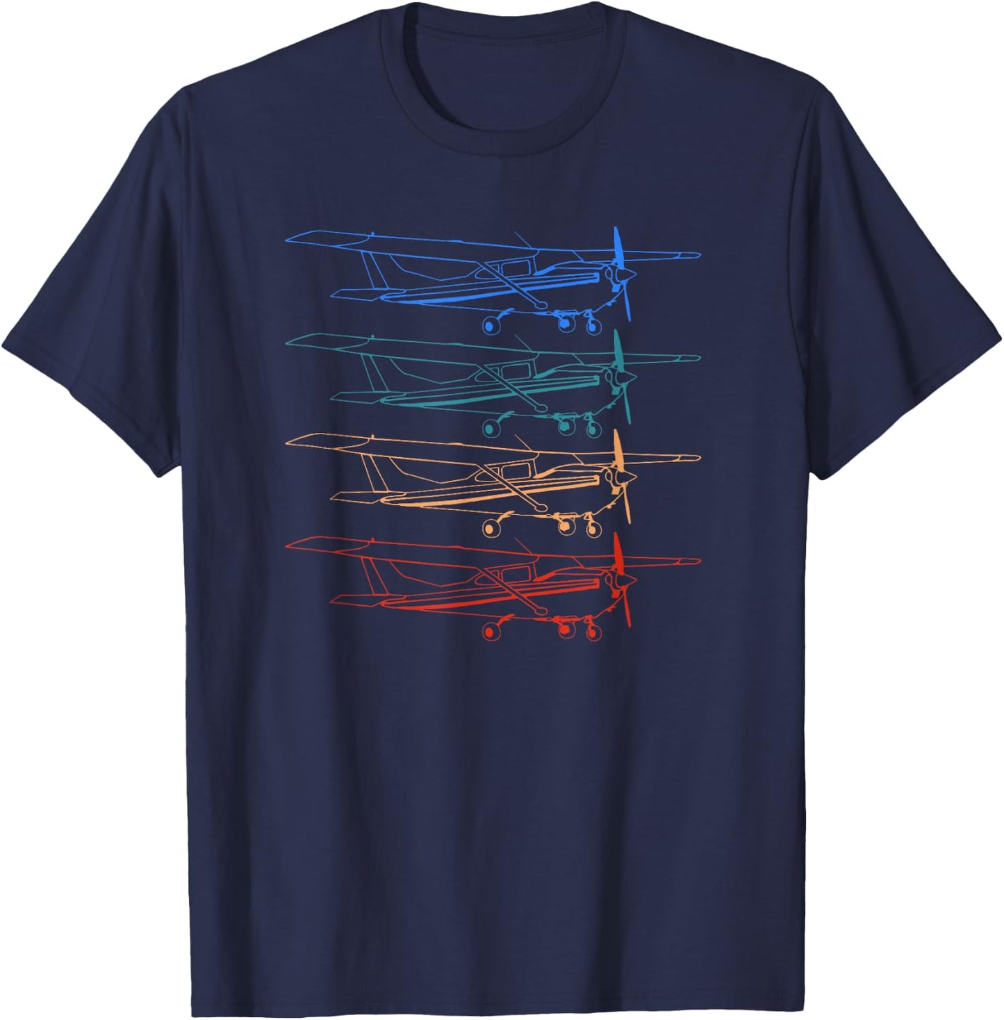 Retro Pilot C172 Airplane Flying Gift T-Shirt - T-Shirt | Navy