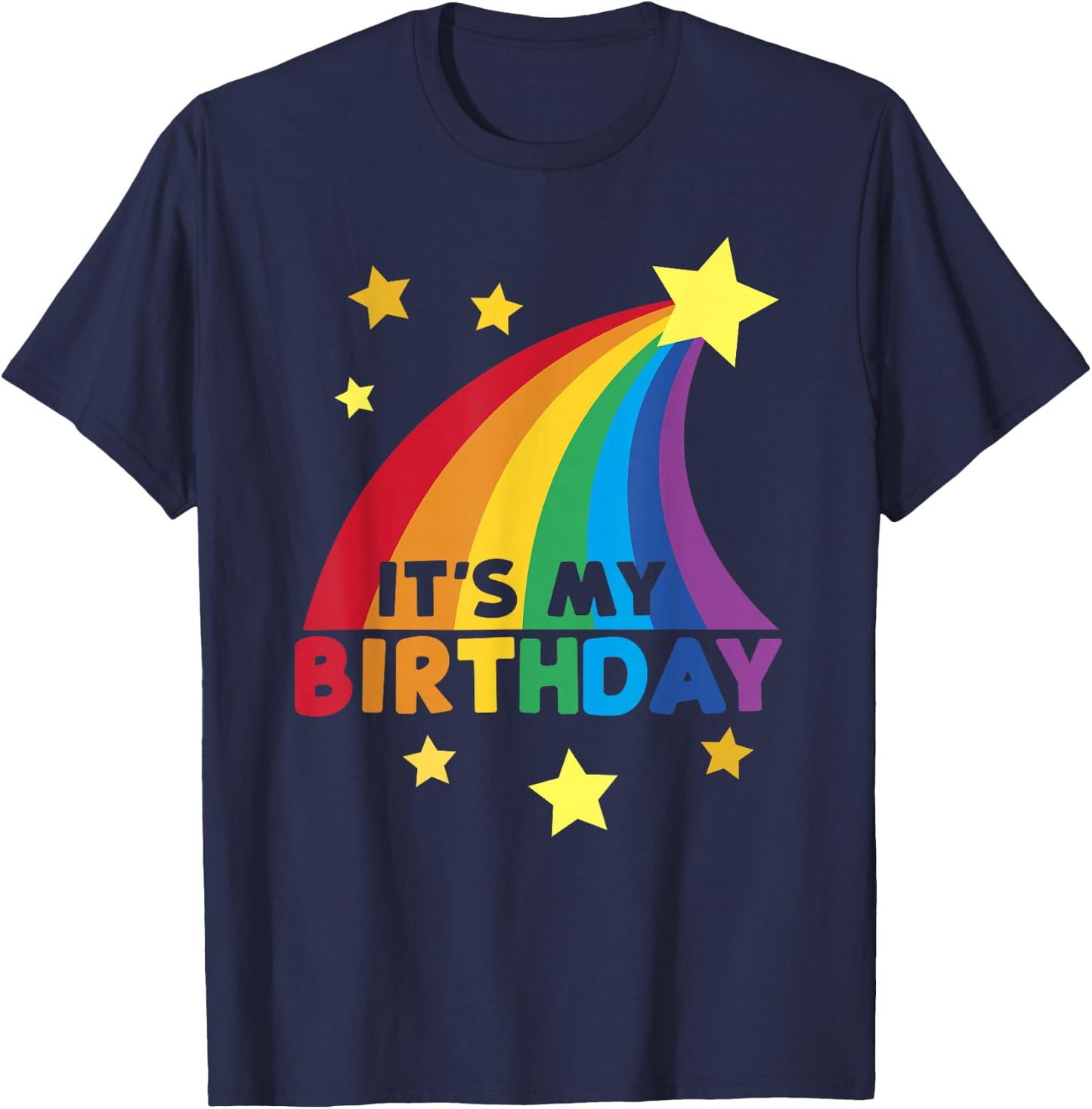 Boys Girls Bright Rainbow It's My Birthday T-Shirt - T-Shirt | Navy