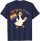 Off to Be Proud Goose LGBTQ Rainbow Flag Pride Month T-Shirt - T-Shirt | Navy