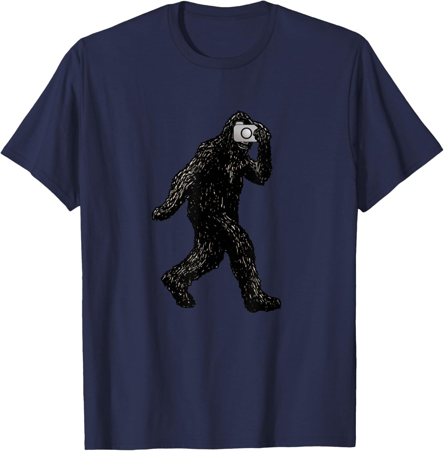 Bigfoot With Camera - Funny Photography Selfie T-Shirt - T-Shirt | Navy