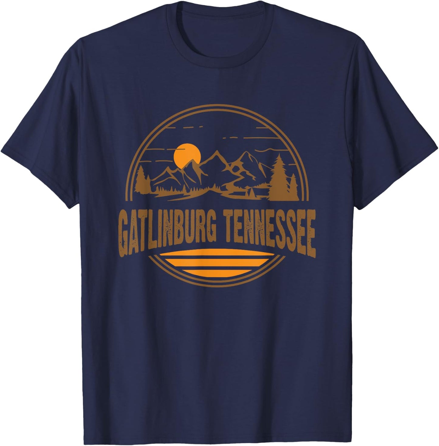 Vintage Gatlinburg, Tennessee Mountain Hiking Souvenir Print T-Shirt - T-Shirt | Navy