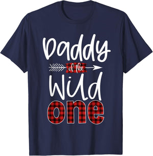 Daddy of The Wild One Buffalo Plaid Lumberjack 1st Birthday T-Shirt - T-Shirt | Navy