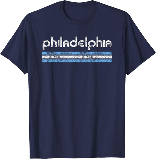 Philadelphia Pennsylvania Retro Vintage Throwback T-Shirt - T-Shirt | Navy