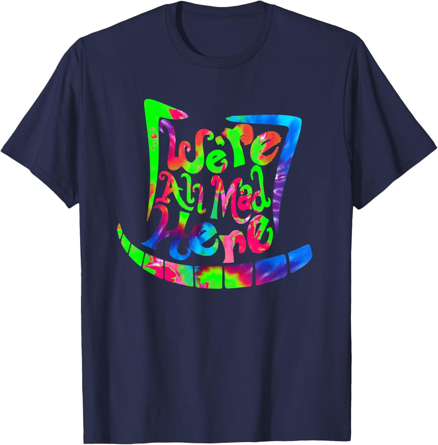 We're All Mad Here - Mad Hatter & Cheshire Grin T-Shirt - T-Shirt | Navy
