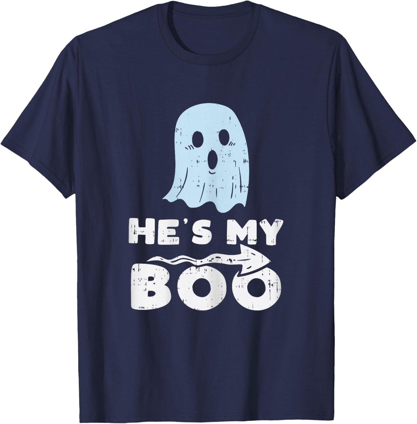 Hes My Boo Cute Matching Couple Halloween Costume Girlfriend T-Shirt - T-Shirt | Navy