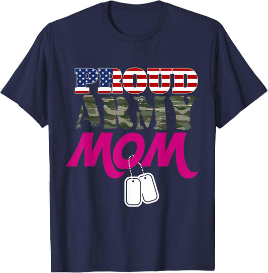 Proud Army Mom Shirt, Patriotic Army Mom T-Shirt - T-Shirt | Navy