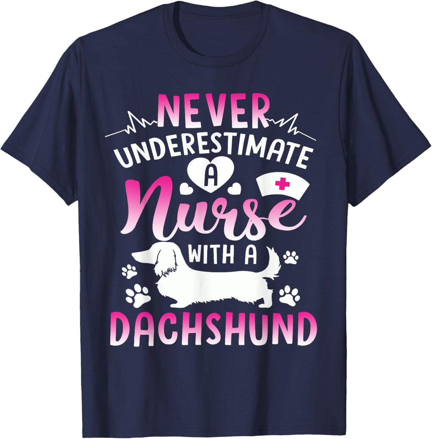 Nurse With A Dachshund Shirt Cute Dachshund Lover RN Gift T-Shirt - T-Shirt | Navy