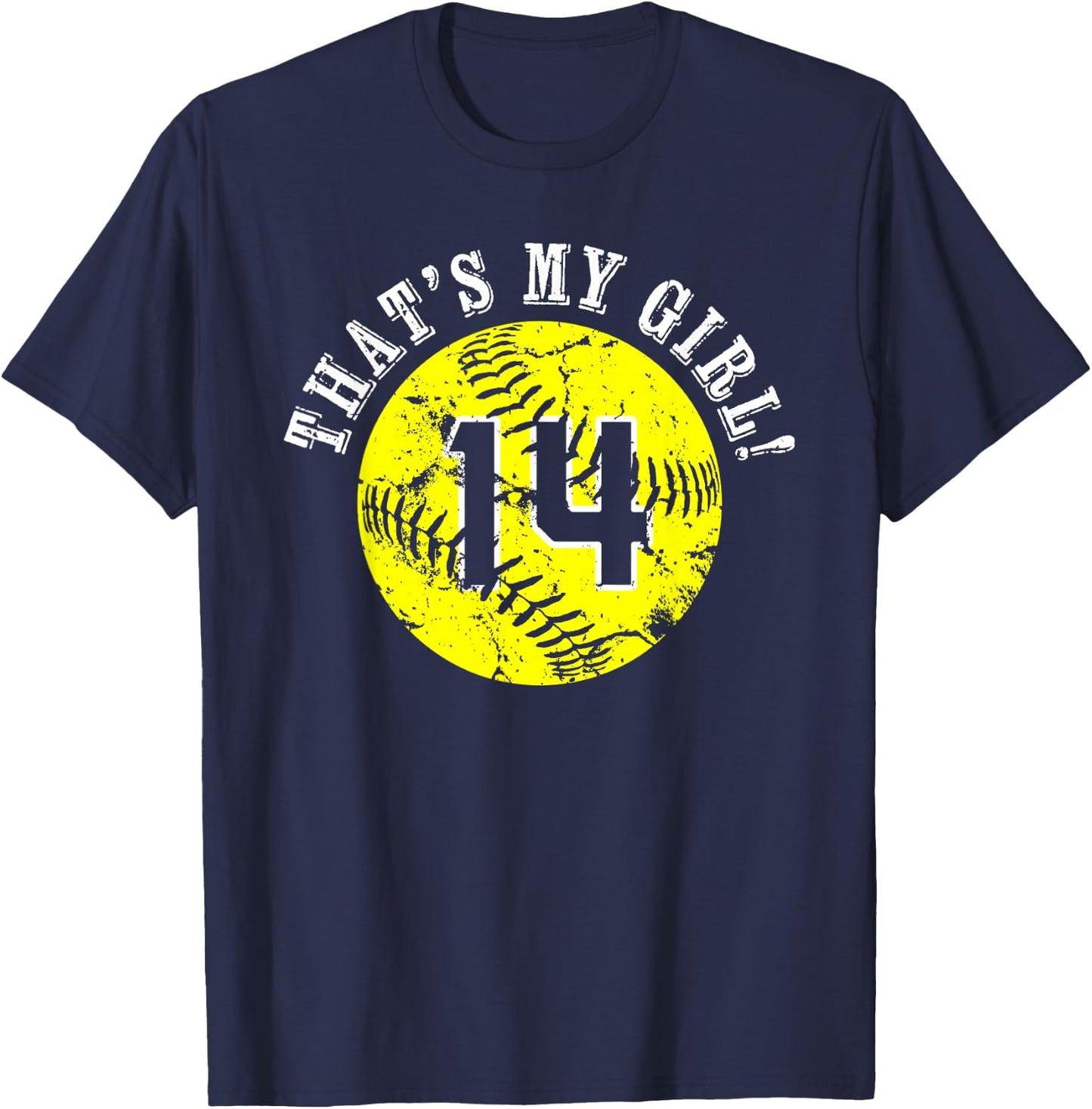 Unique That's My Girl #14 Softball Player Mom or Dad Gifts T-Shirt - T-Shirt | Navy