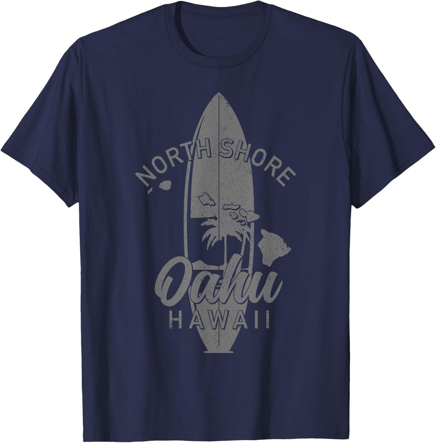 North Shore Oahu Hawaii Surf Board Surfing Surfer Hawaiian T-Shirt - T-Shirt | Navy