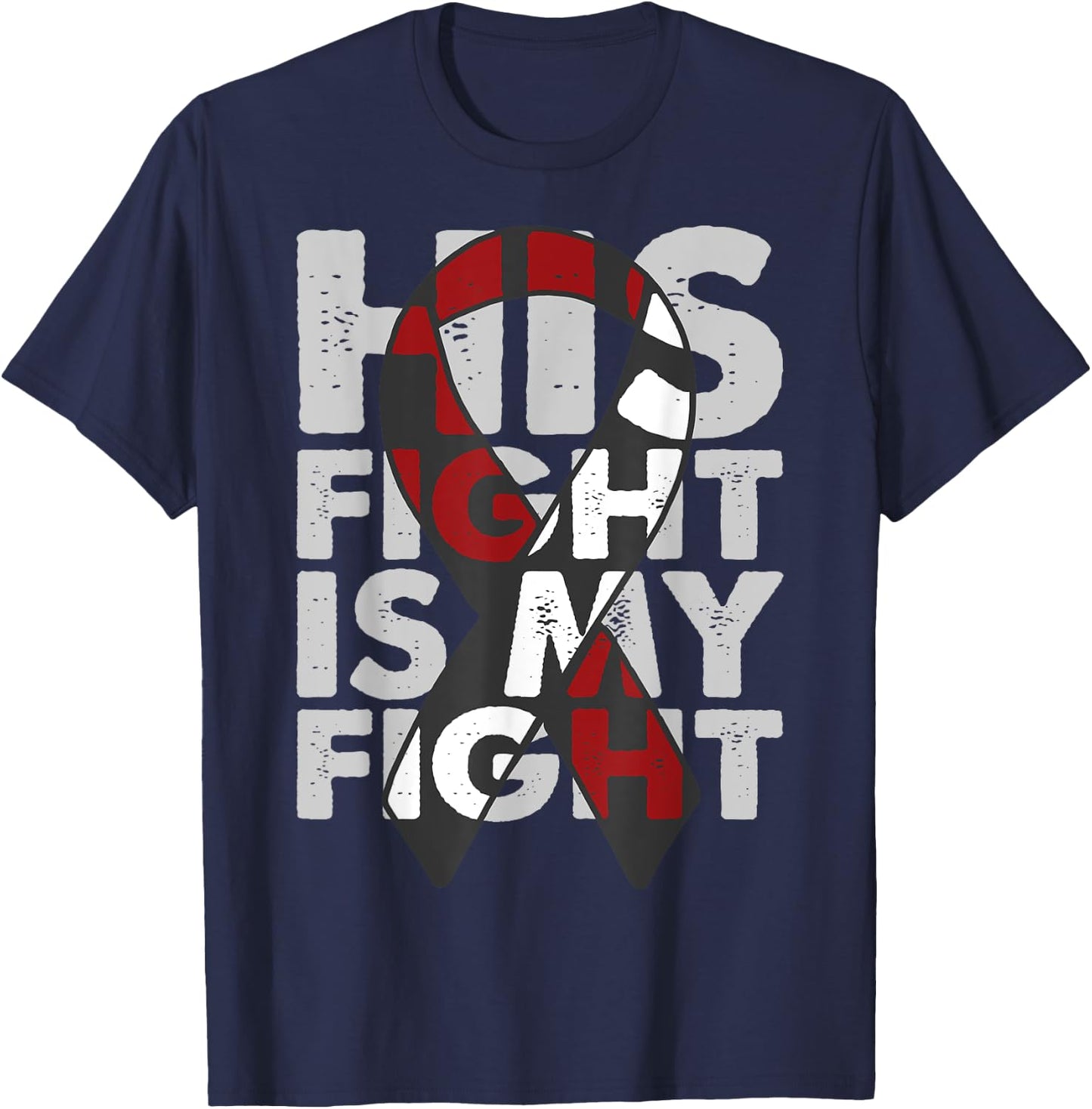 Laryngeal Cancer His Fight Is My Fight Awareness T-Shirt - T-Shirt | Navy