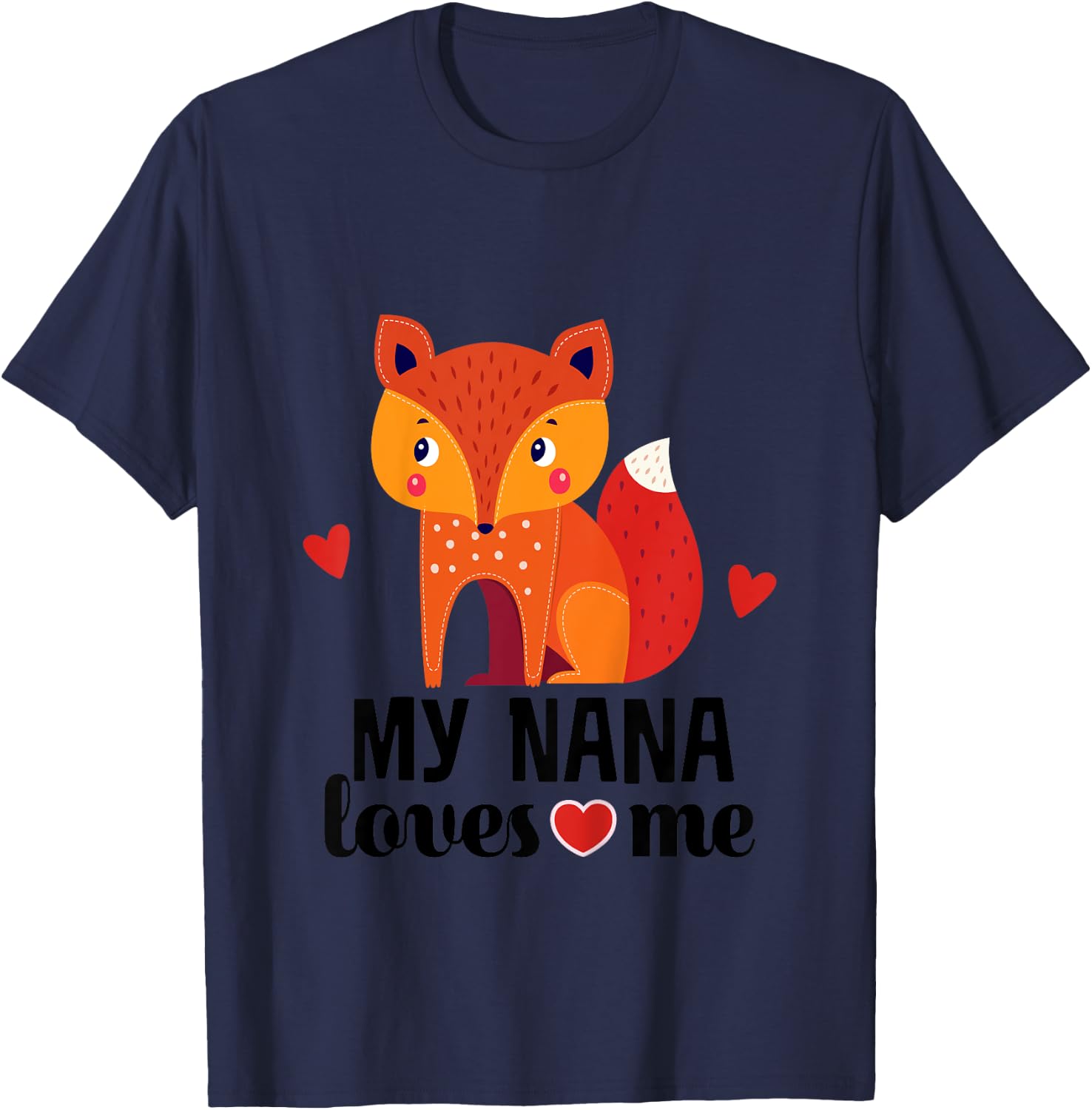 Kids My Nana Loves Me Grandkids Fox T-Shirt - T-Shirt | Navy