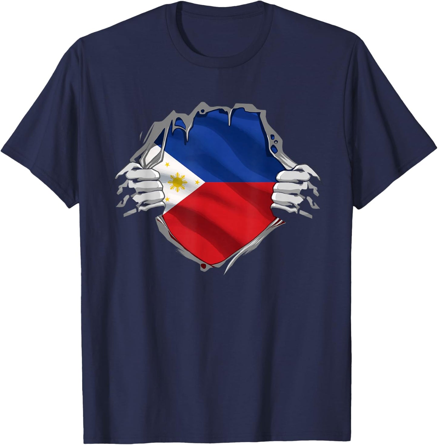Filipino Flag Sun Philippines Shirt Filipina Pinoy Pride T-Shirt - T-Shirt | Navy