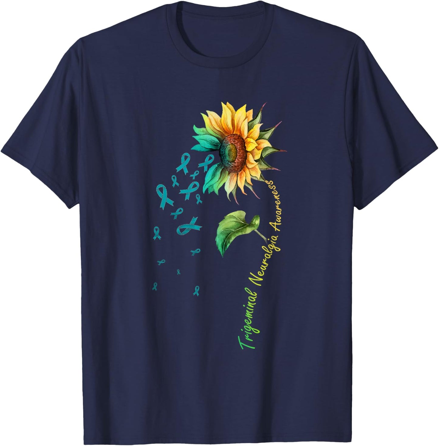 Trigeminal Neuralgia Awareness Sunflower Shirt T-Shirt - T-Shirt | Navy