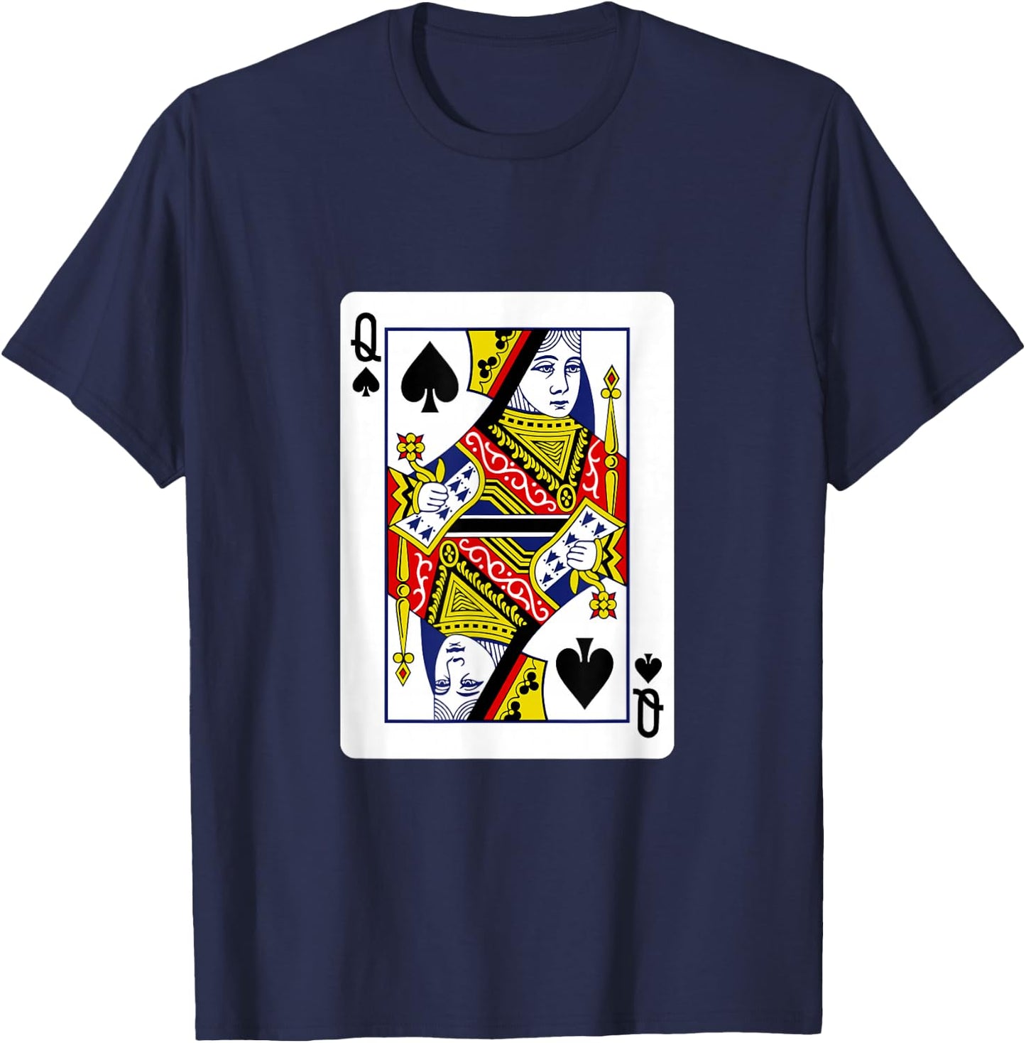 Queen of Spades Playing Cards T-Shirt - T-Shirt | Navy