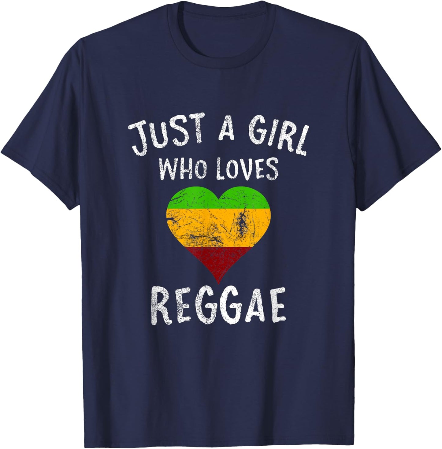 Just A Girl Who Loves Reggae Music Retro Vintage T-Shirt - T-Shirt | Navy