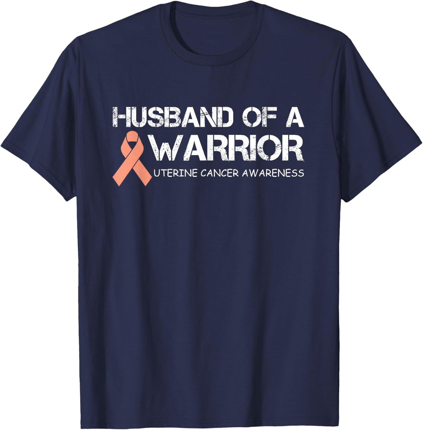 Husband Of A Warrior Uterine Cancer Awareness T-Shirt - T-Shirt | Navy