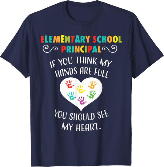 Elementary School Principal Appreciation Heart T-Shirt - T-Shirt | Navy